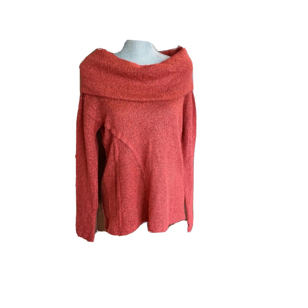 Sanctuary Red Fold Over Off Shoulder Sweater Womens